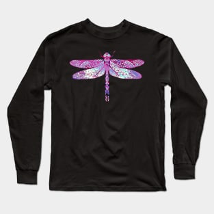 Ornate Dragon Fly Colorful Insect Illustration Long Sleeve T-Shirt